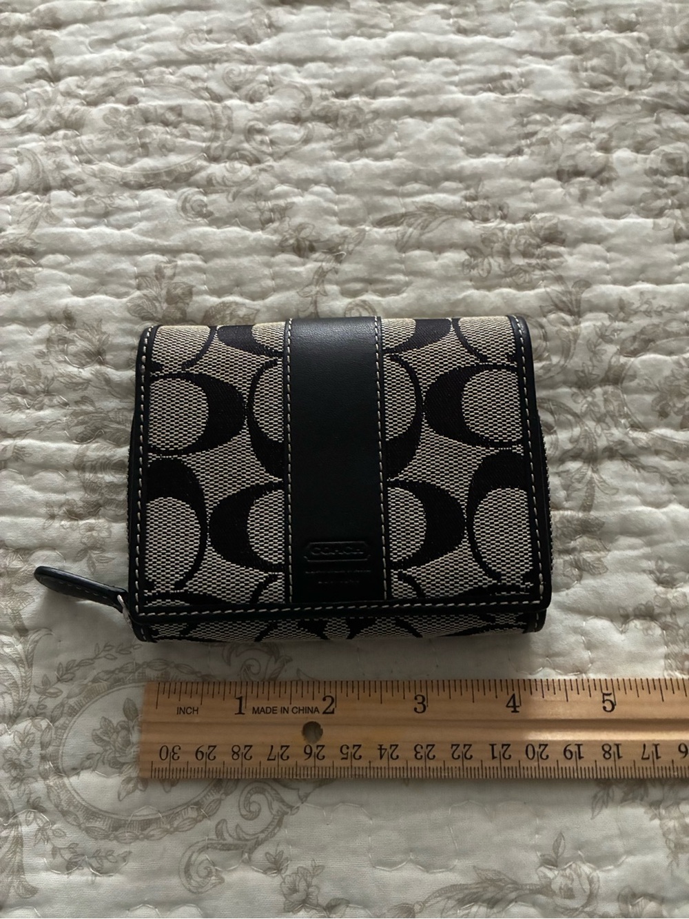 Coach Black and Gray Signature Bifold Wallet